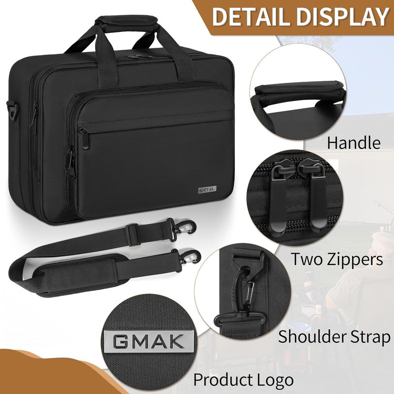GMAK Projector Carrying Case Travel Bags with 15.6inch Laptop Compartment, Travel Carrying Tote Storage Case with Accessories Pockets Compatible for Most Major Projectors (Bag Only) - Image 3